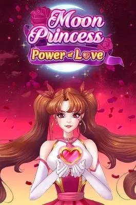 Image "Moon Princess Power of Love" – Slot de jeu "Moon Princess Power of Love" avec une princesse en robe rose tenant un cœur, dans un cadre magique et romantique